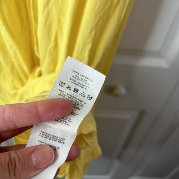 Charli Nevin Yellow V-Neck Ruched Drawstring Midi Dress Women's Size 8 - Picture 8 of 11